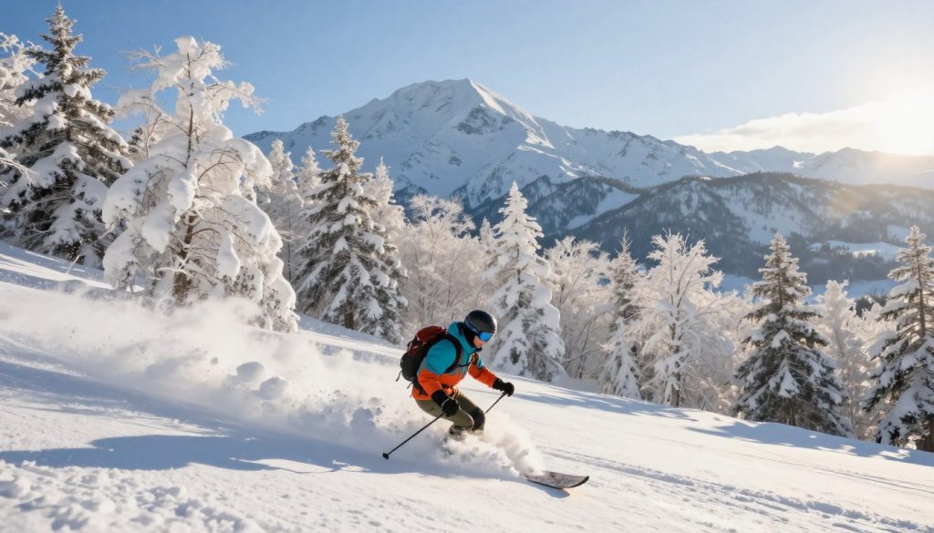 powder skiing in japan