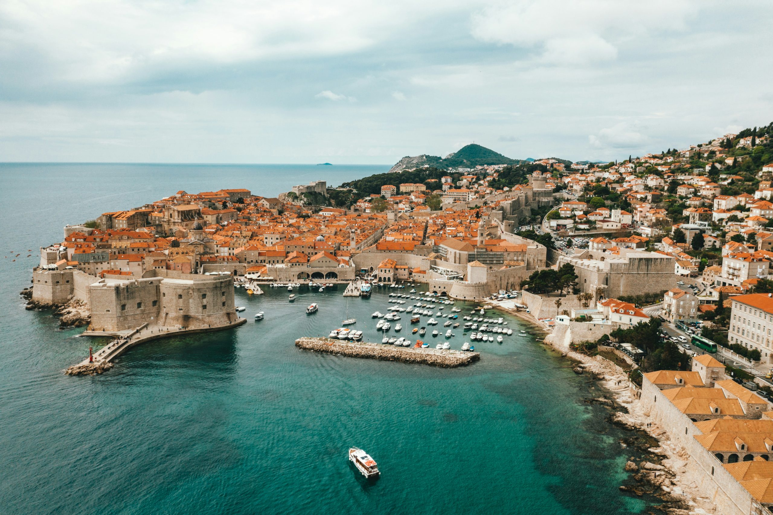 aerial view of buildings near ocean