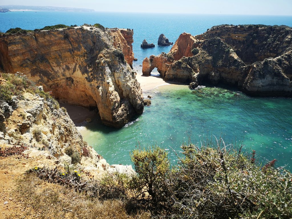 rock mountains near seashore