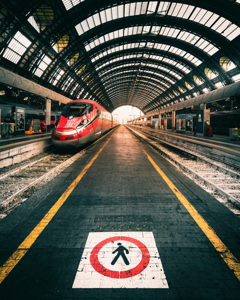 a train on the railway tracks