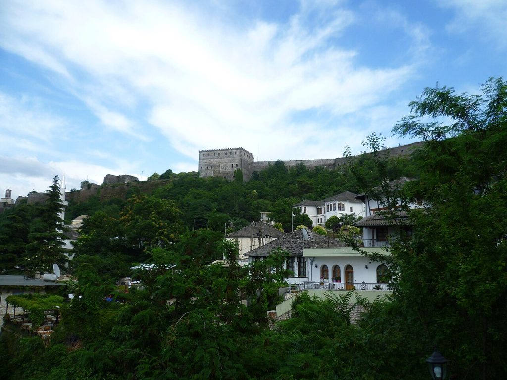 Gjirokaster's hillside old town and castle