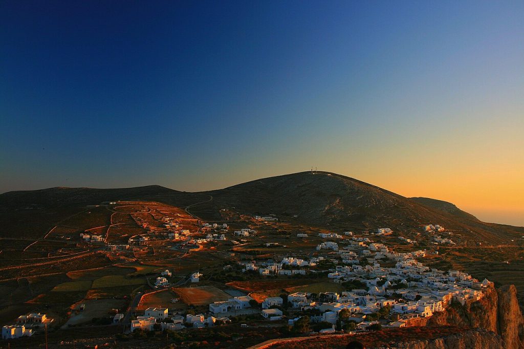 Chora, Folegandros at sunset