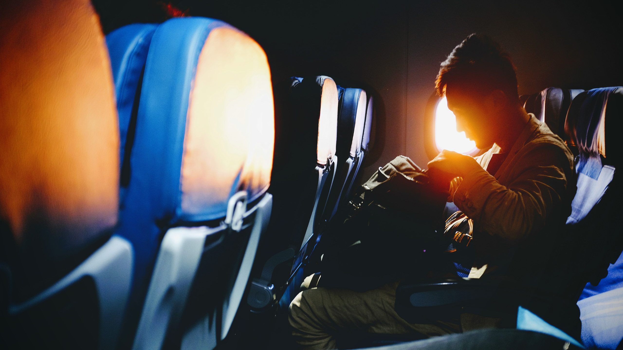 The cabin of a passenger airplane
