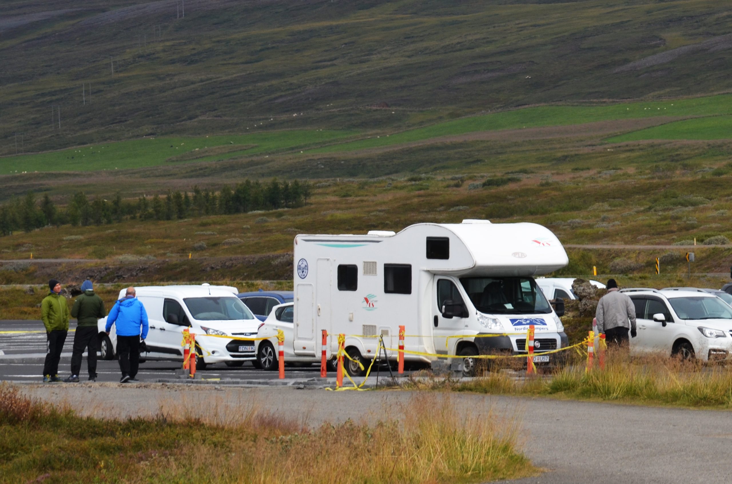 A campervan on the road in Iceland