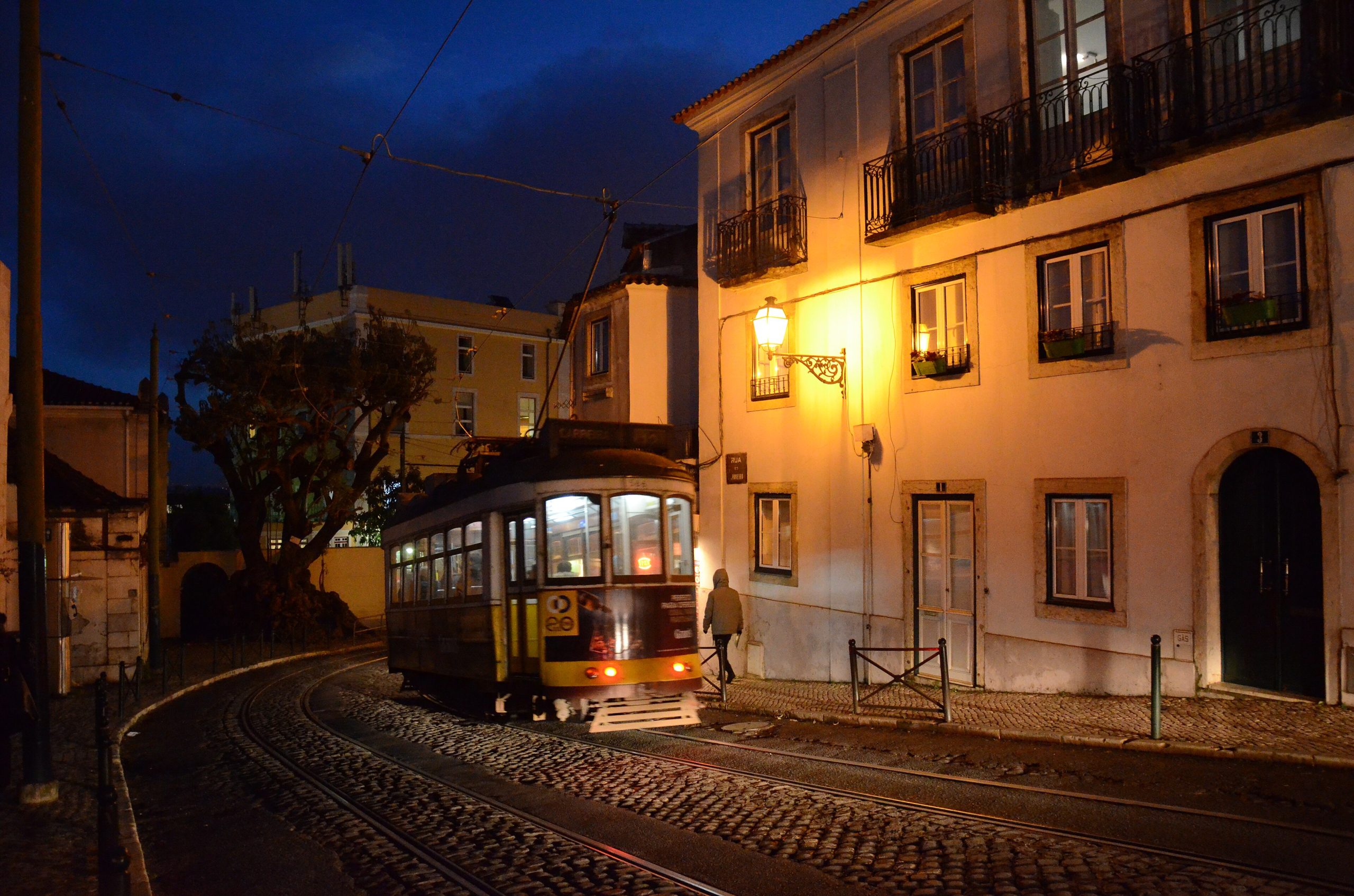 A historic tram in Lisbon, Portugal