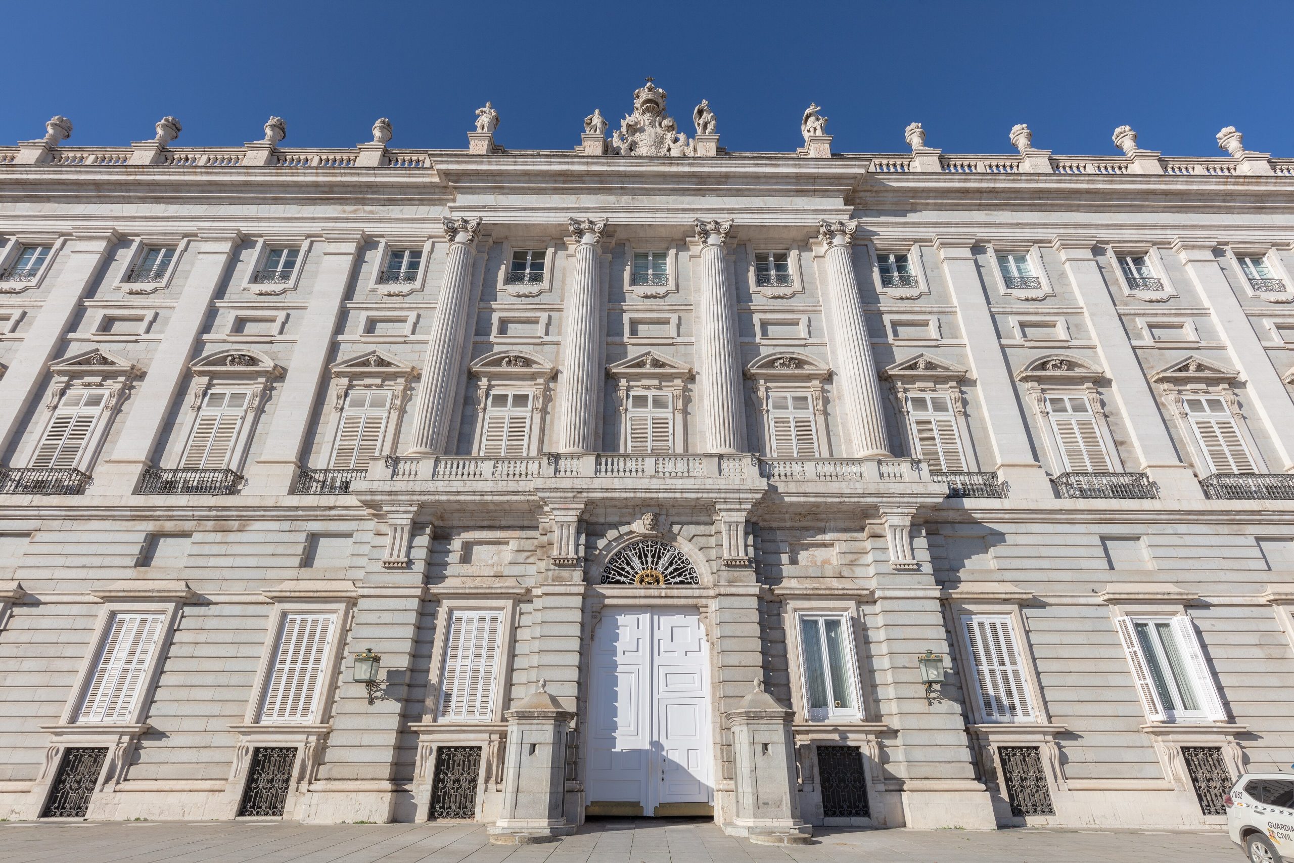 The grand facade of the Royal Palace of Madrid
