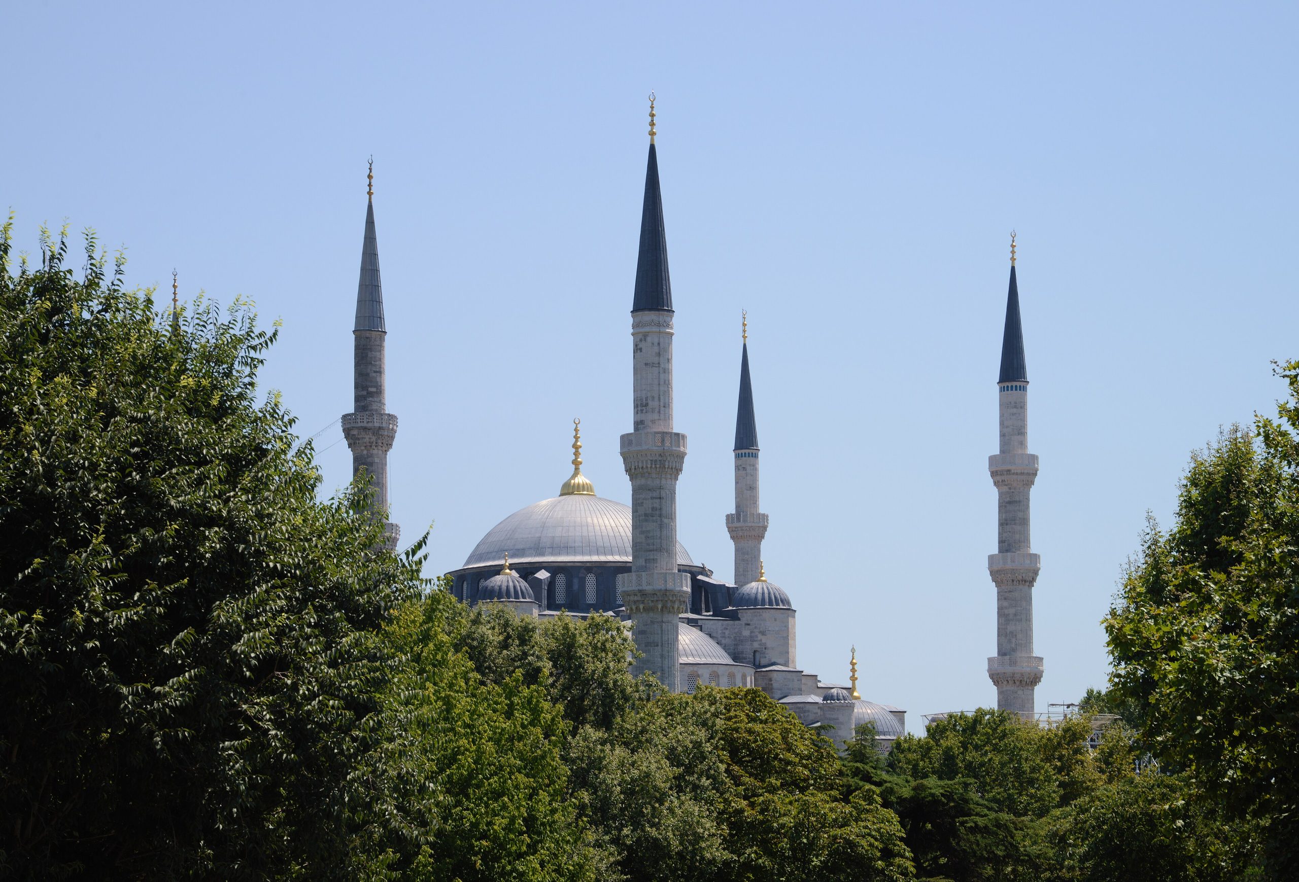 The domes and slender minarets of the Blue Mosque in Istanbul